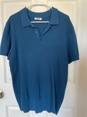 Cobandy Men's Teal Textured Polo Shirt